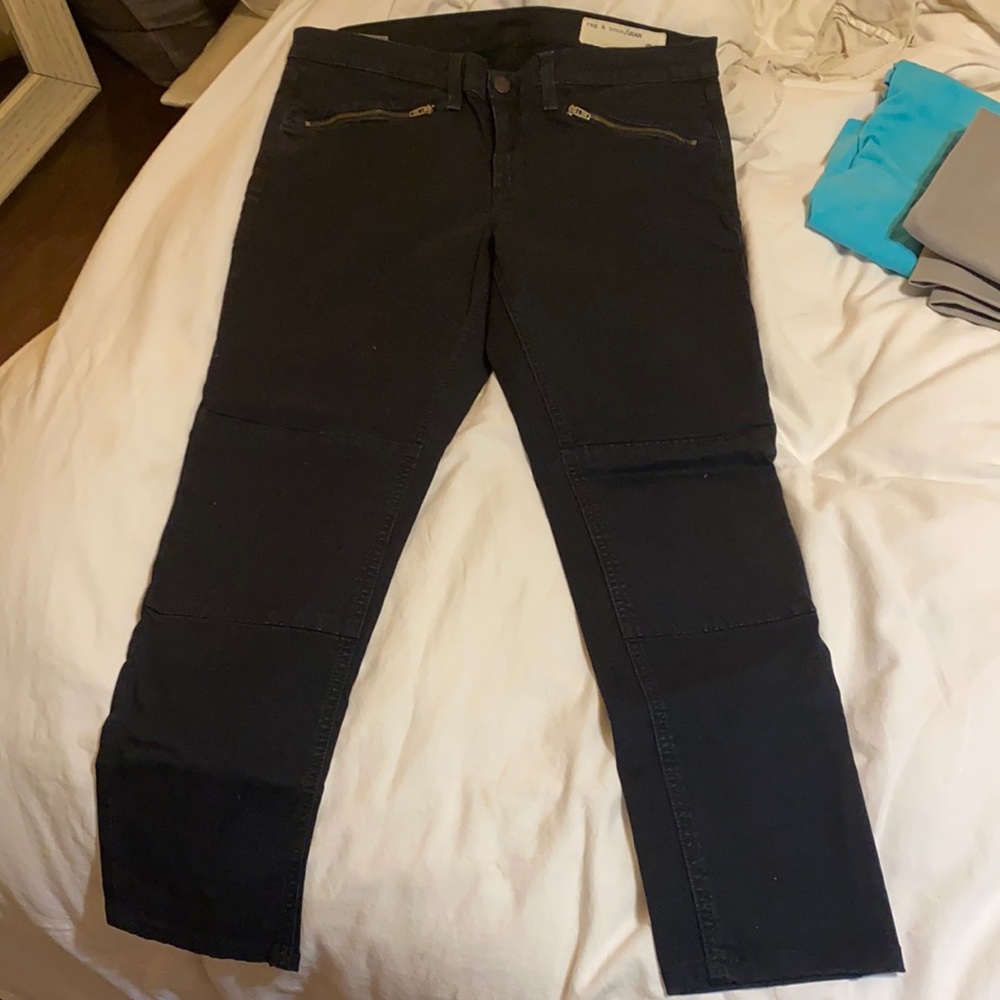 Rag & bone straight leg black jeans with zipper